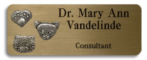 Domestic Cat, Fat Cat and Paw Print Heart Name Badge