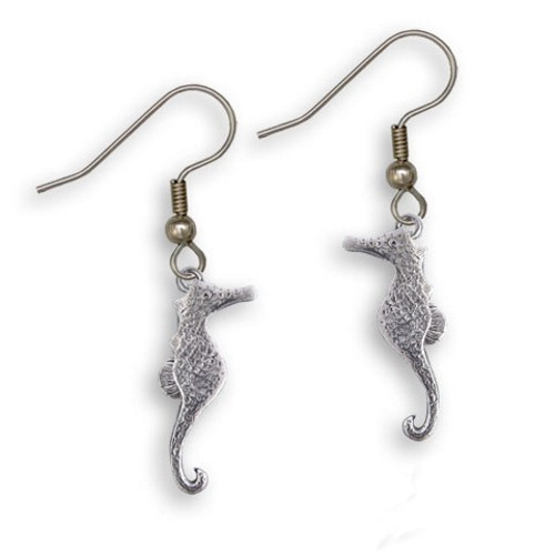 Pewter Seahorse Earrings
