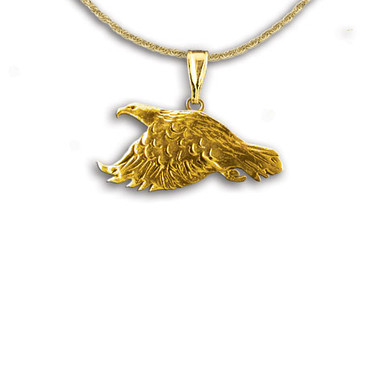 14K Solid Gold Eagle Pendant Gold Eagle Jewelry TheMagicZoo
