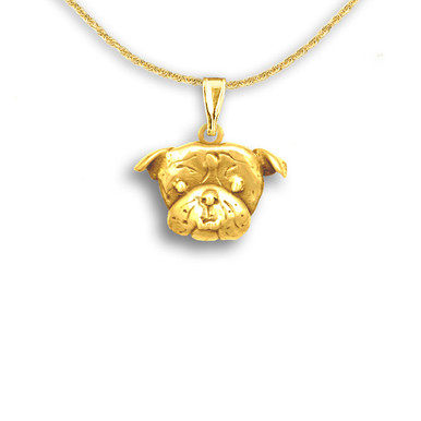 14K Solid Gold Bulldog Pendant - English Bulldog Jewelry