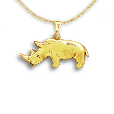 14K Solid Gold Rhinoceros Pendant Rhino Jewelry Rhinoceros Jewelry