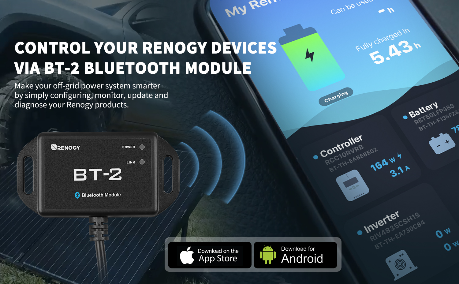 Renogy BT-2 Bluetooth-Modul RJ45 Kommunikationsanschluss drahtlos  überwachen Echtzeit Insight präzise Steuerung, kompatible Solarladeregler,  Akku-Ladegerät, Wechselrichter, BT-2 RS485 : : Gewerbe, Industrie  & Wissenschaft