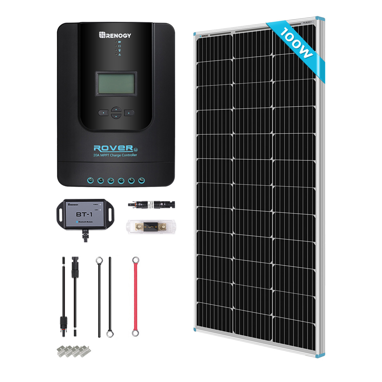 Renogy Solar Panel 100 Watt 12 Volt, High-Efficiency Monocrystalline PV  Module Power Charger for RV Marine Rooftop Farm Battery and Other Off-Grid