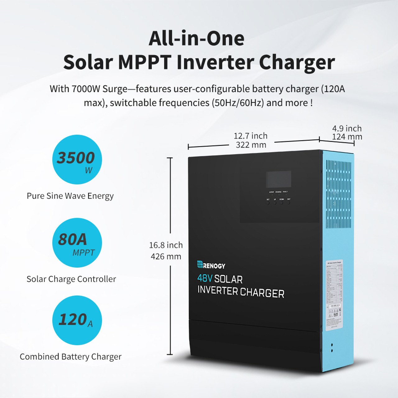 Envision sælge Ombord 48V 3500W Solar Inverter Charger | Renogy Solar