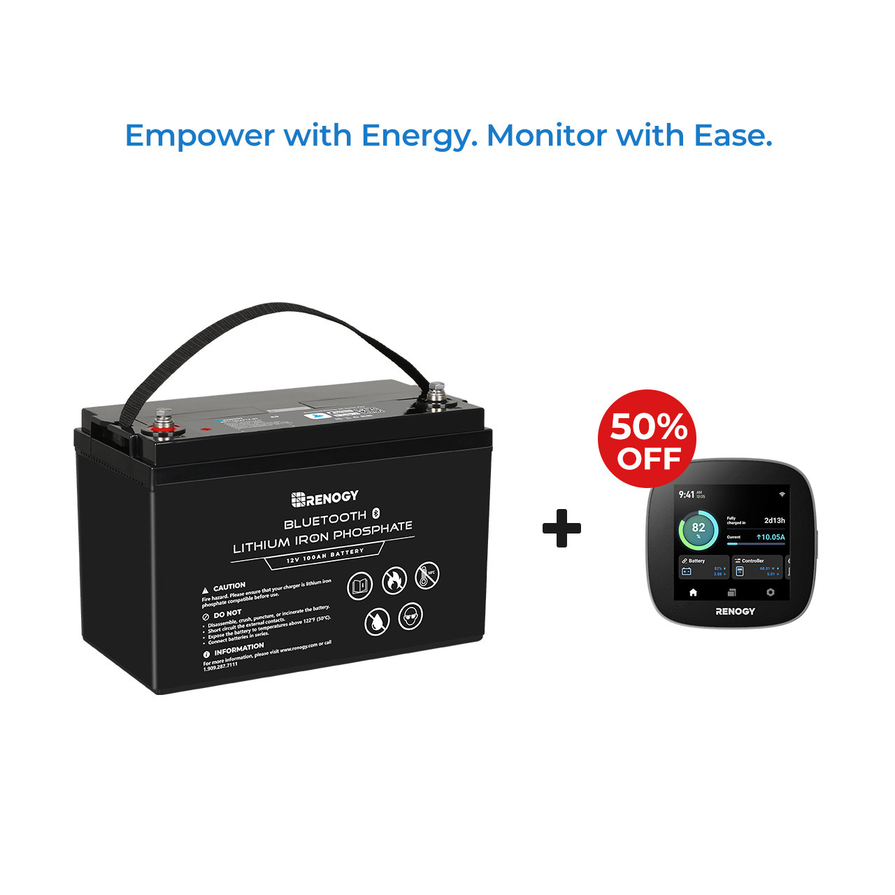 Renogy 12-Volt 100AH LiFePO4 Deep Cycle Lithium Battery Over 4000