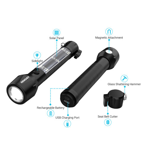 solar charge flashlight