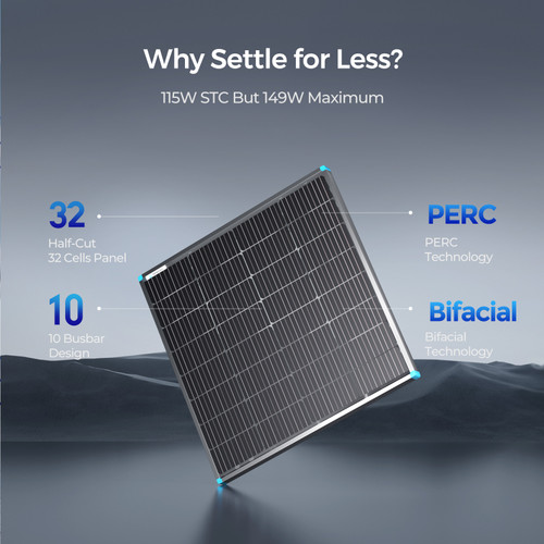 Bifacial 115 Watt 12 Volt Monocrystalline Solar Panel