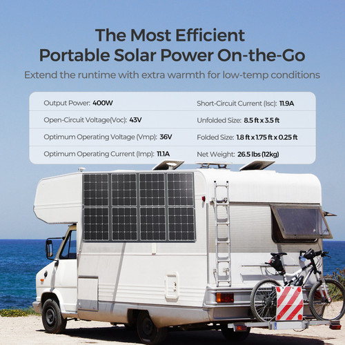 400W Portable Solar Panel Foldable Monocrystalline Solar Blanket