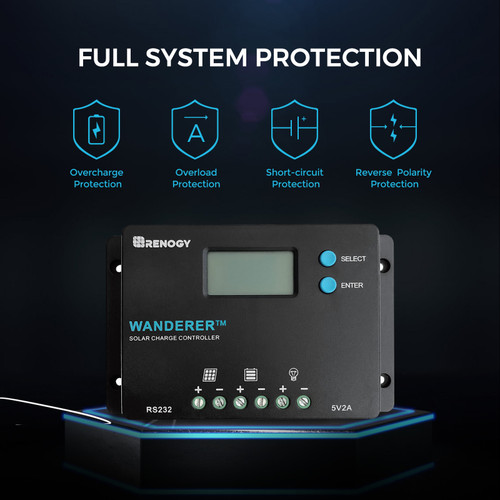 Open Box 100W 12V Monocrystalline Solar Starter Kit w/Wanderer 10A Charge Controller