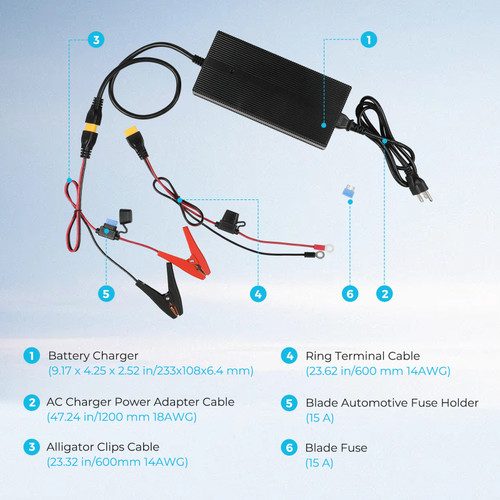 Open Box 24V 10A AC-to-DC LFP Portable Battery Charger