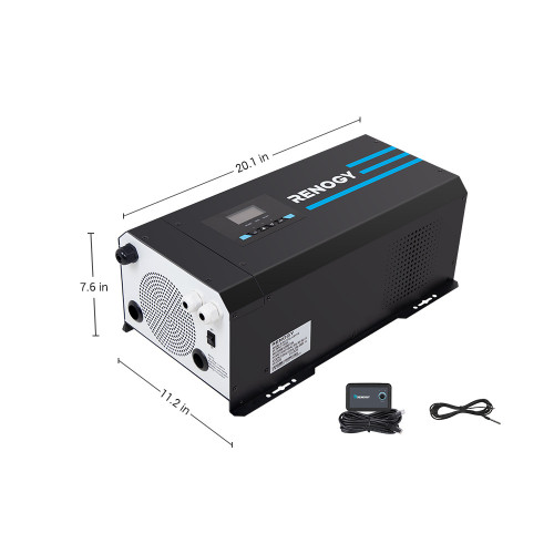 3000W 12V Pure Sine Wave Inverter Charger w/ LCD Display