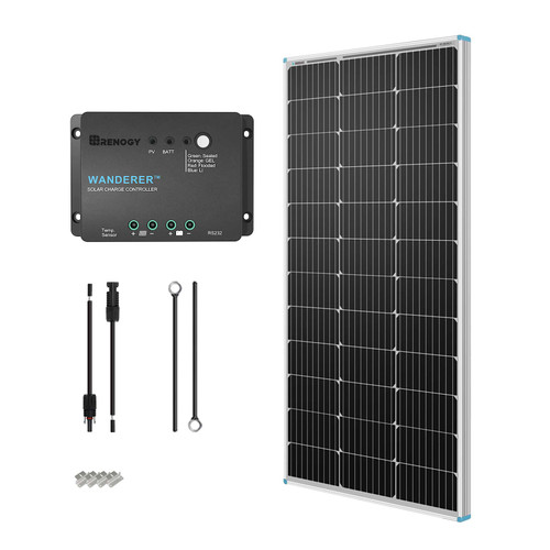 100W 12V Monocrystalline Solar Starter Kit w/Wanderer 30A Charge Controller