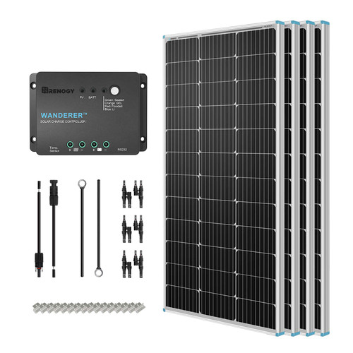 400 Watt 12 Volt Solar Starter Kit W/ Wanderer Li 30A PWM Charge Controller