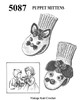 Childs Knitted Puppet Mittens Pattern No 5807, Dog & Cat Motif