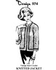 Knitted Jacket Pattern with Contrast Color Bands, Design 974