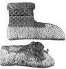 Illustration of crochet slippers, boots and rose flower attachment