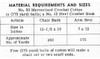 Filet Chair Set Materials Chart for Design 910