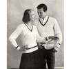 Vintage Knitted Cable Tennis Sweater Pattern -- His and Hers