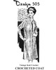 Crochet Big Needle Coat Pattern, Knee Length, Design 505