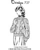 Crochet Pullover Pattern, Ribbed Edges and Popcorn Stitch Design 737