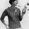 Knitted Collared Blouse Pattern, Herringbone