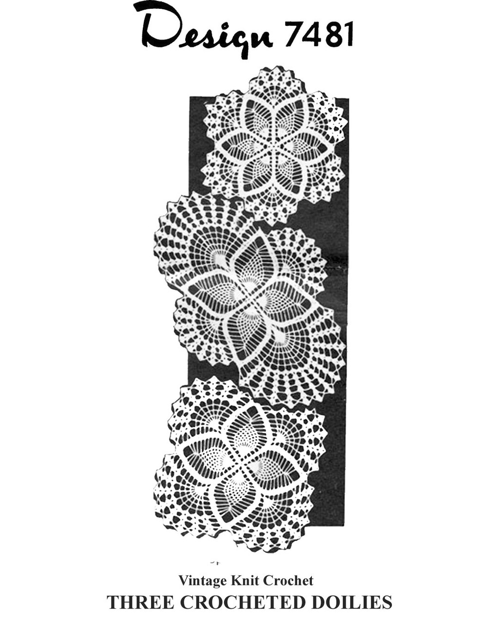 Mail Order Design7481 Newspaper Advertisement for Three Small Crochet Doilies