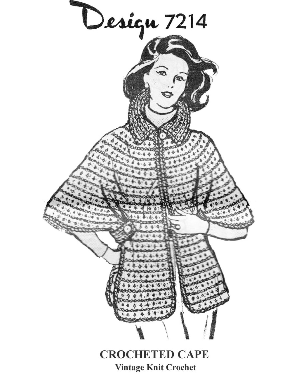 Misses Cape Crochet Pattern Design 7214
