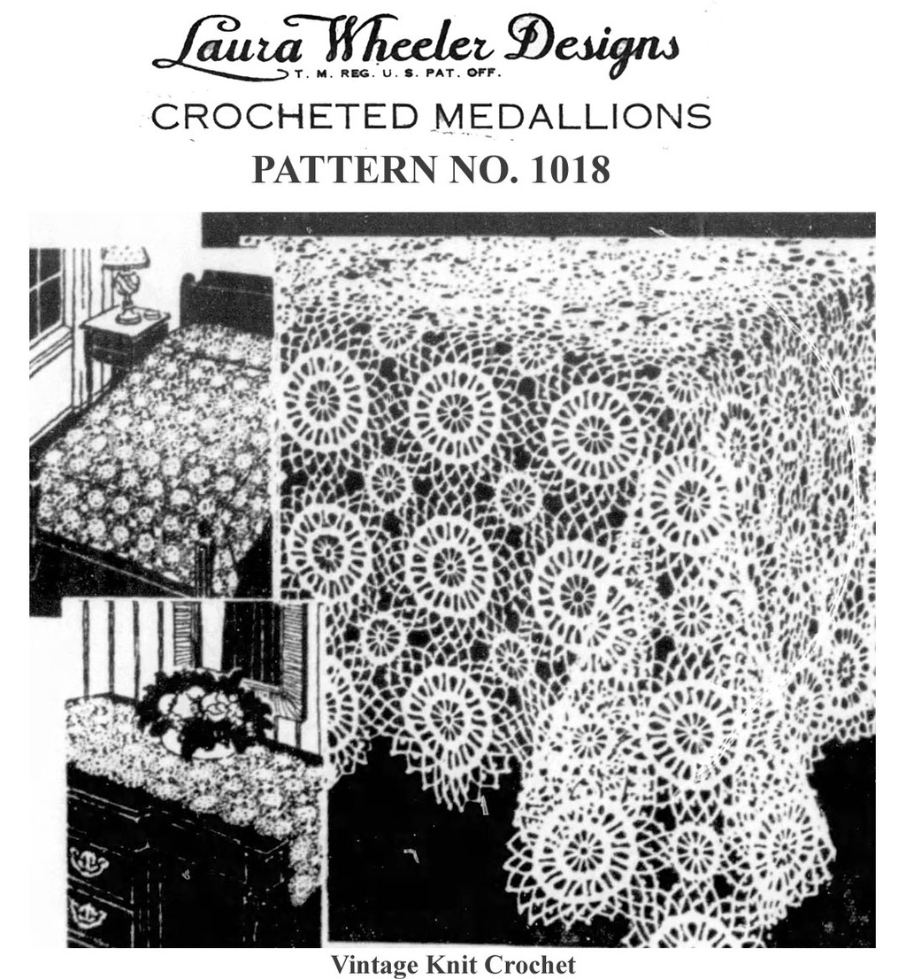 Crochet Bedspread, Tablecloth Medallion Pattern, Laura Wheeler 1018