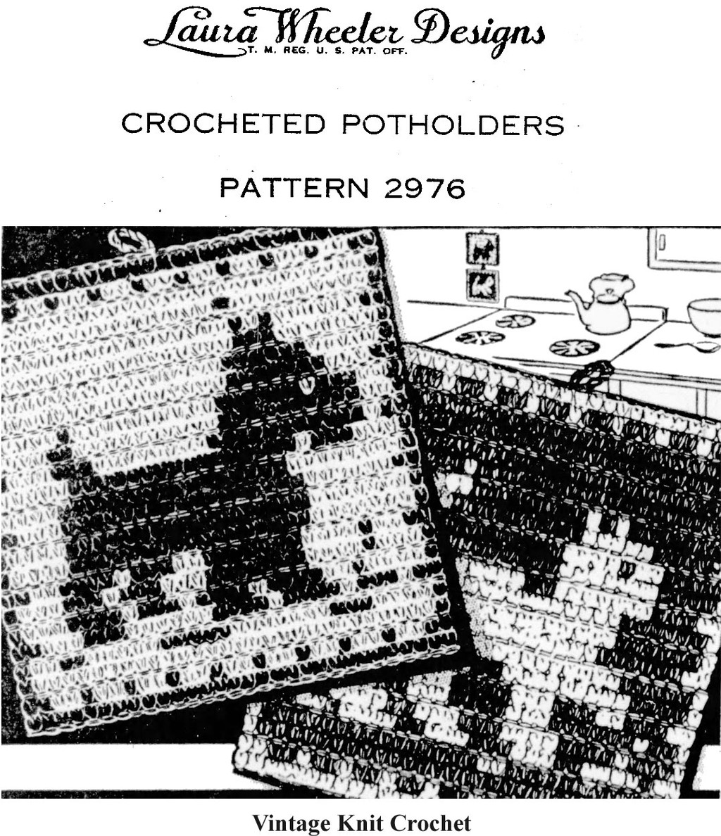 Crochet Scottie Dog and Cat Potholders