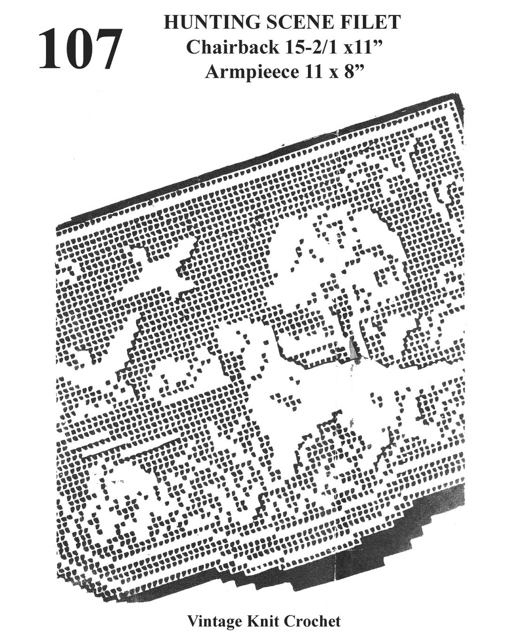 Dog Hunting Scene in Filet Crochet, Mail Order Pattern No 107