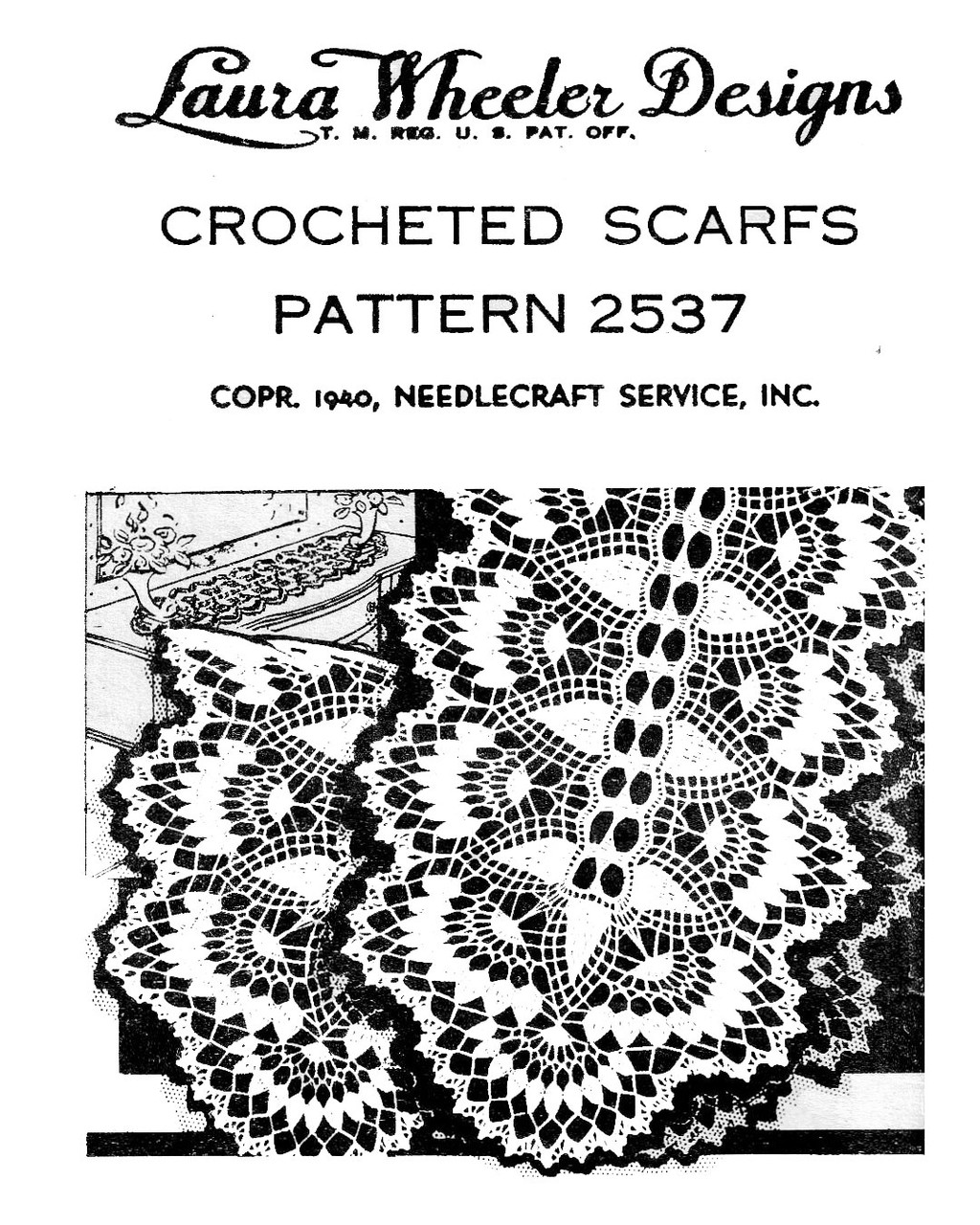 Crocheted Runner Scarf in 4 sizes, Laura Wheeler Design 2537