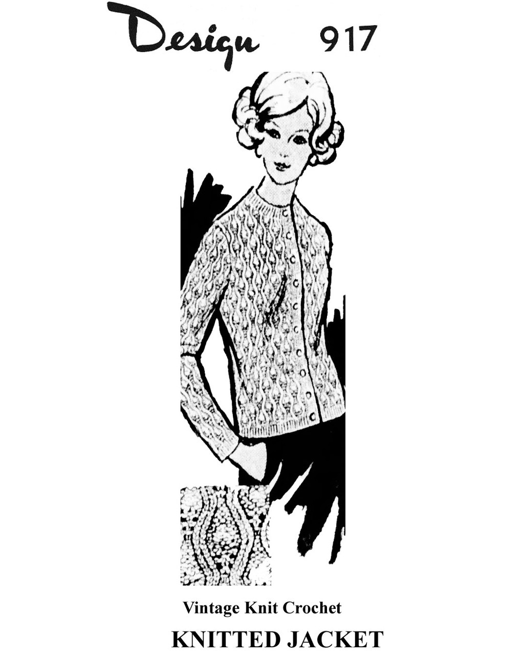 Textured jacket knitting pattern Design 917