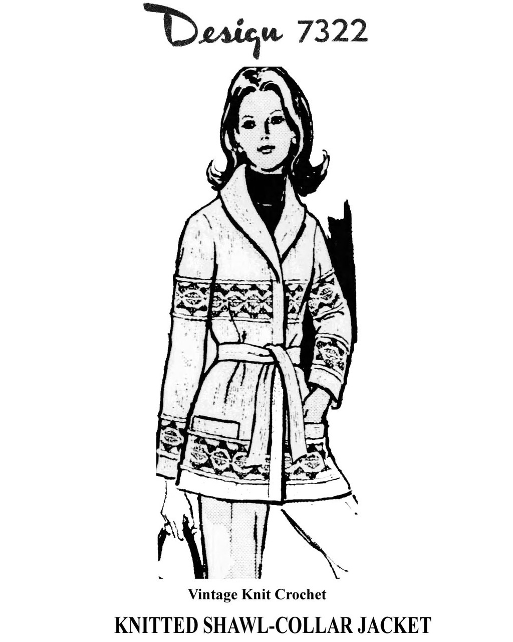 Knitted Jacket pattern with shawl collar Design 7322