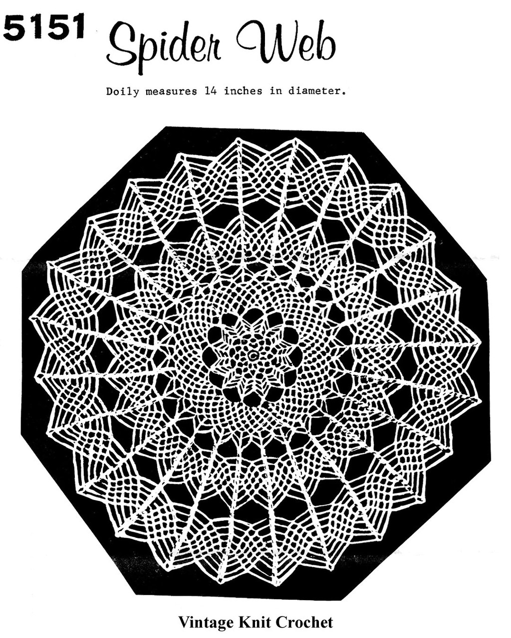Crochet Spiderweb Doily measures 14 inches in diameter