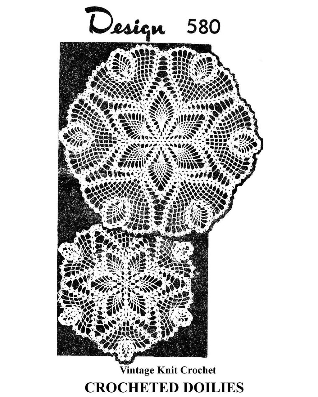 Large Small pineapple crocheted doilies pattern, Design 580