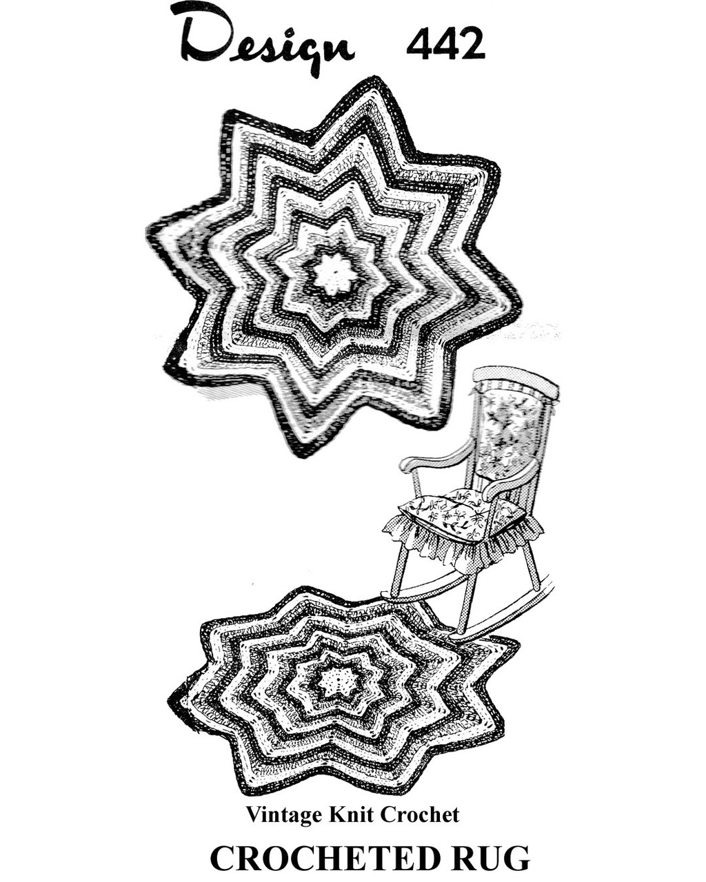 Crochet Star Shaped Rug Pattern, Mail Order Design 442
