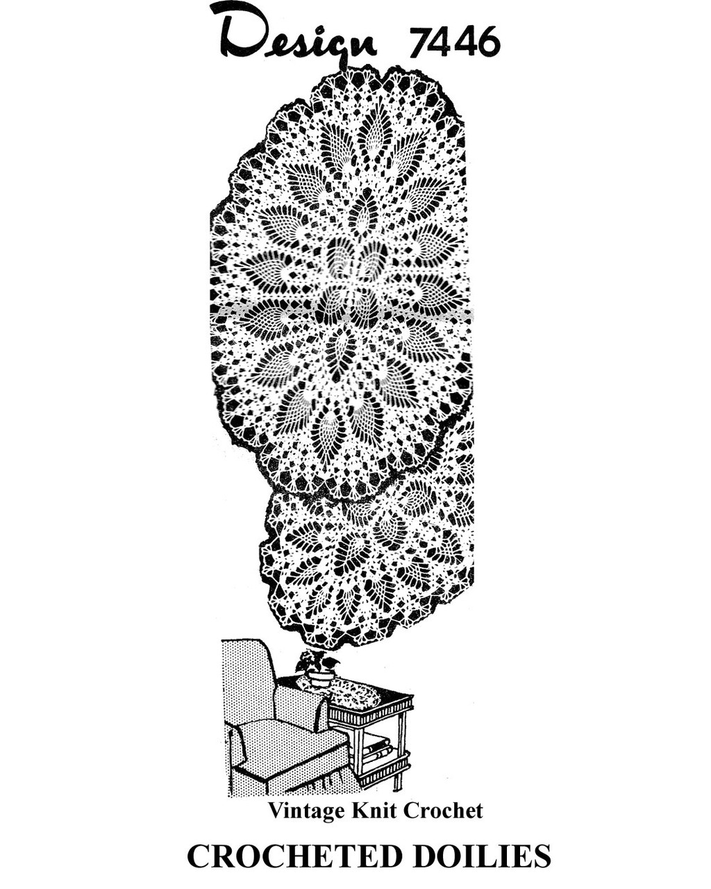 Large Small Oval Doilies Crochet Pattern Design 7446