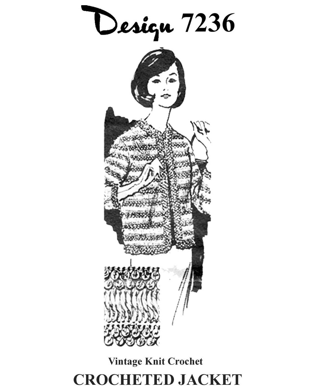 Sequened Jacket Crochet Pattern in Plus Sizes, Mail Order Design 7236