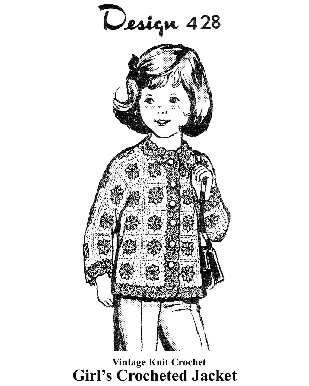 Girls Crochet Granny Square Jacket Pattern Design 428