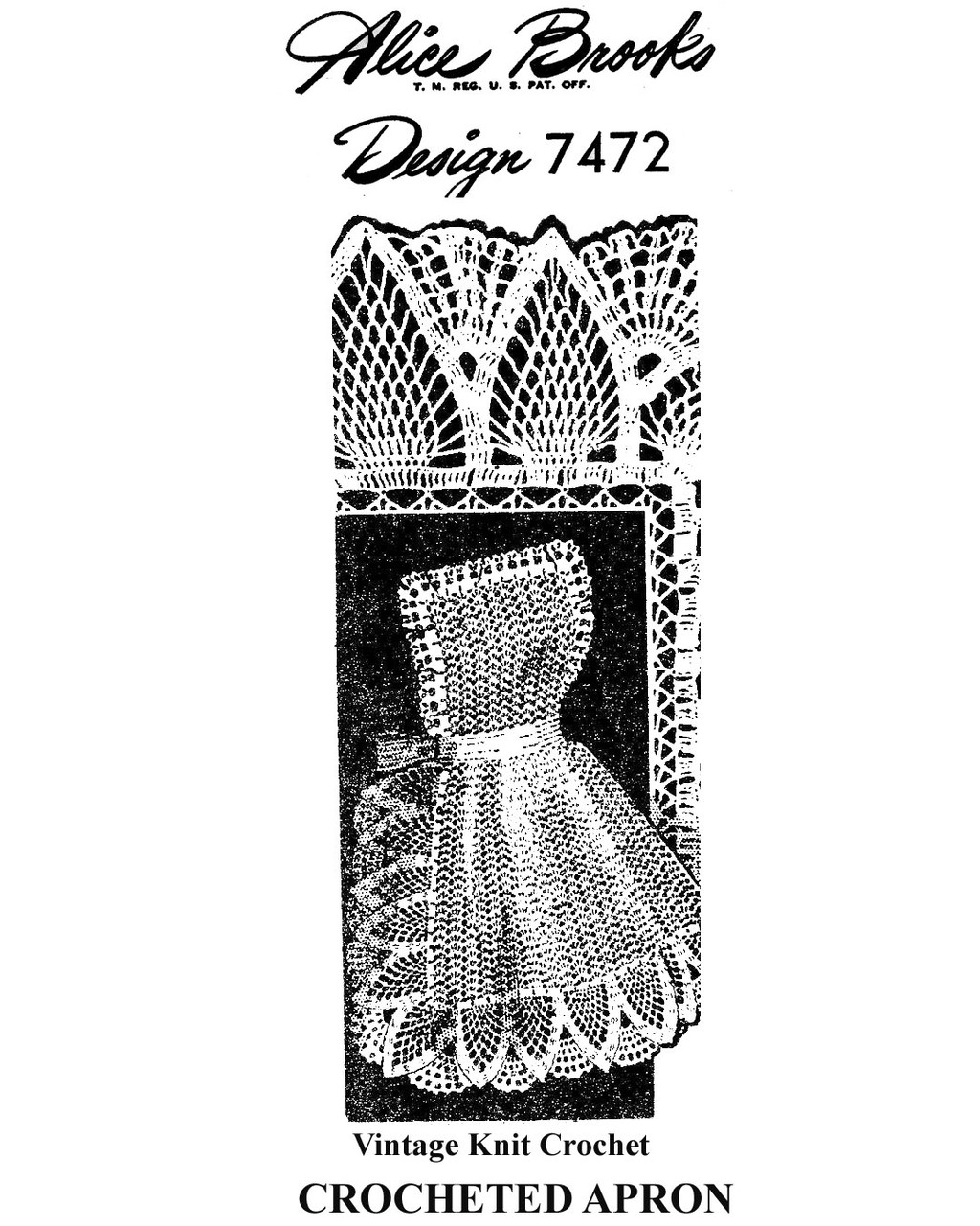Pineapple Crochet Apron Pattern with bib, Design 7472