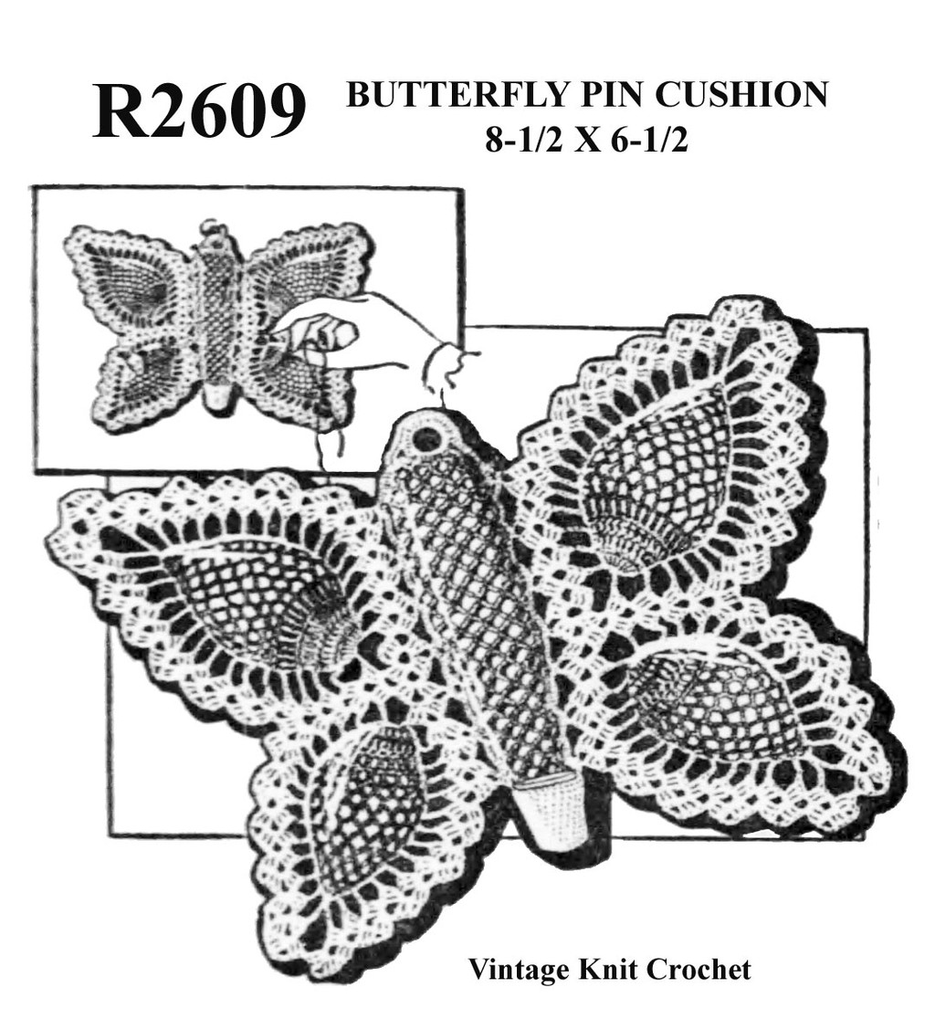 Crochet Butterfly Shaped Pincushion Pattern R2609