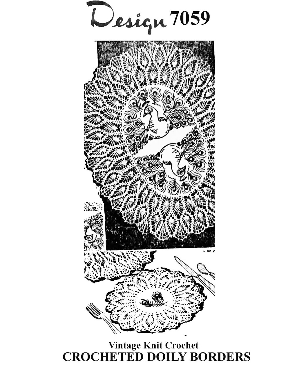 Crochet Linen Doilies with Pineapple border Design 7059