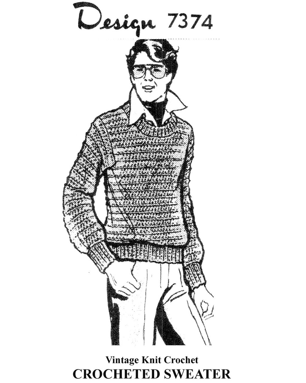 Crocheted Sweater for Men, Mail Order Design 7374