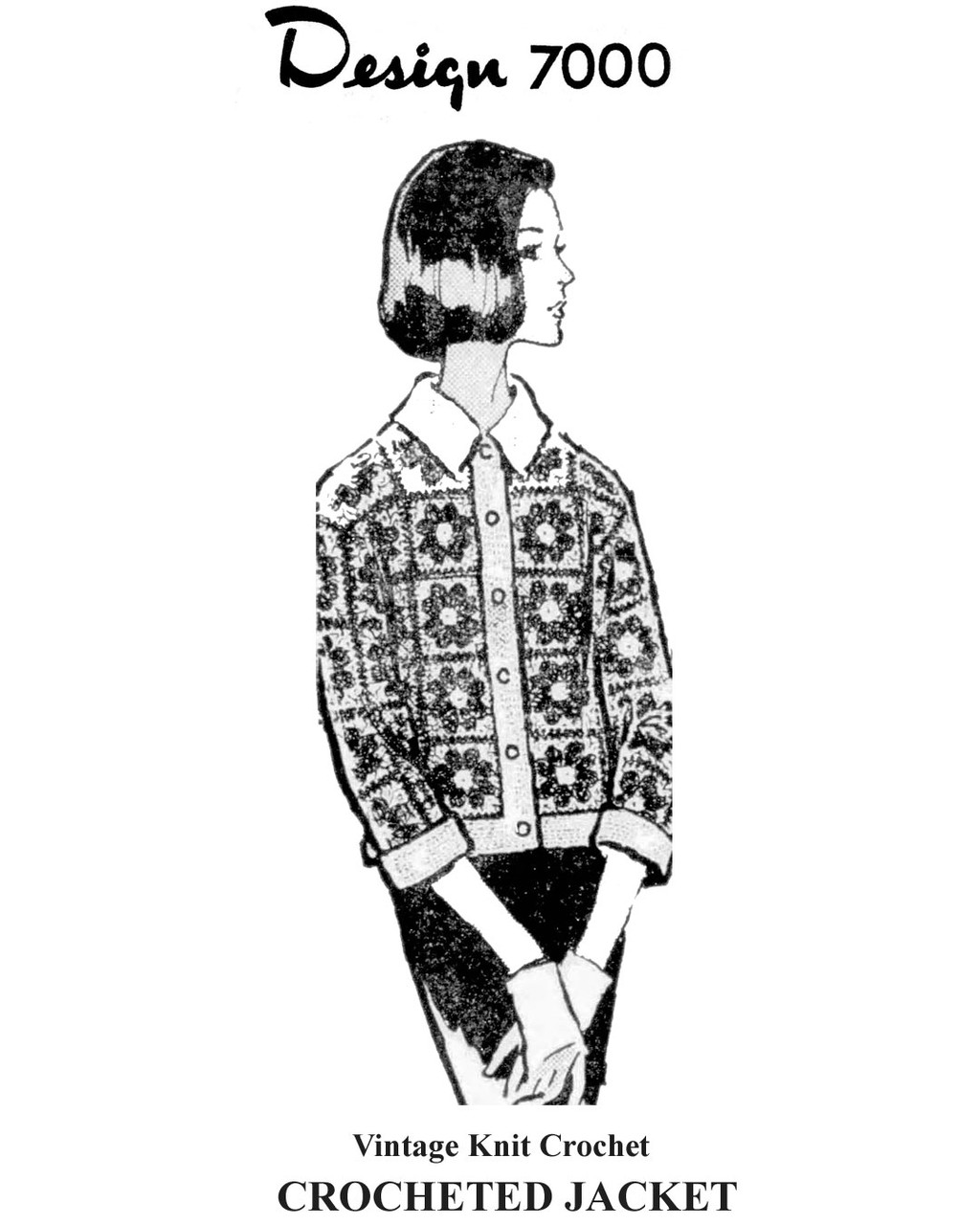 Granny Square Crocheted Jacket Pattern, Mail Order Design