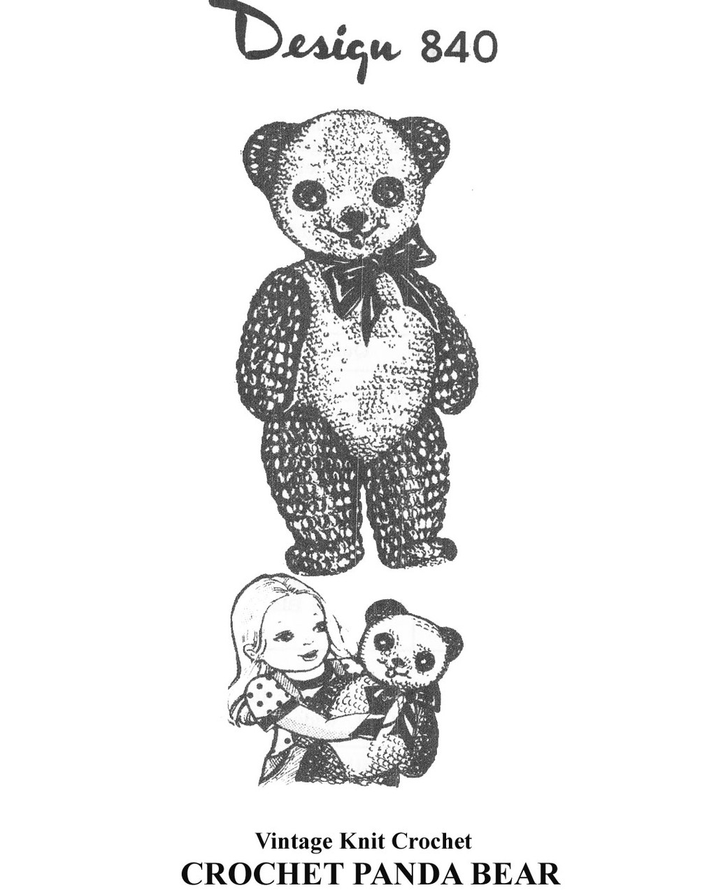Panda Bear Crochet Pattern measures 14 to 21 inches, depending upon materials used.