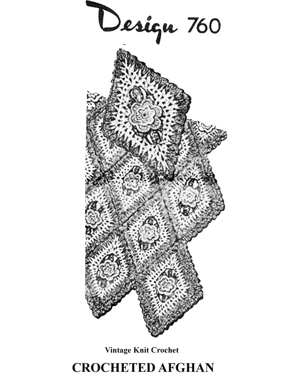 Crochet Afghan Pattern, Irish Roses in Diamond Motif, Design 760