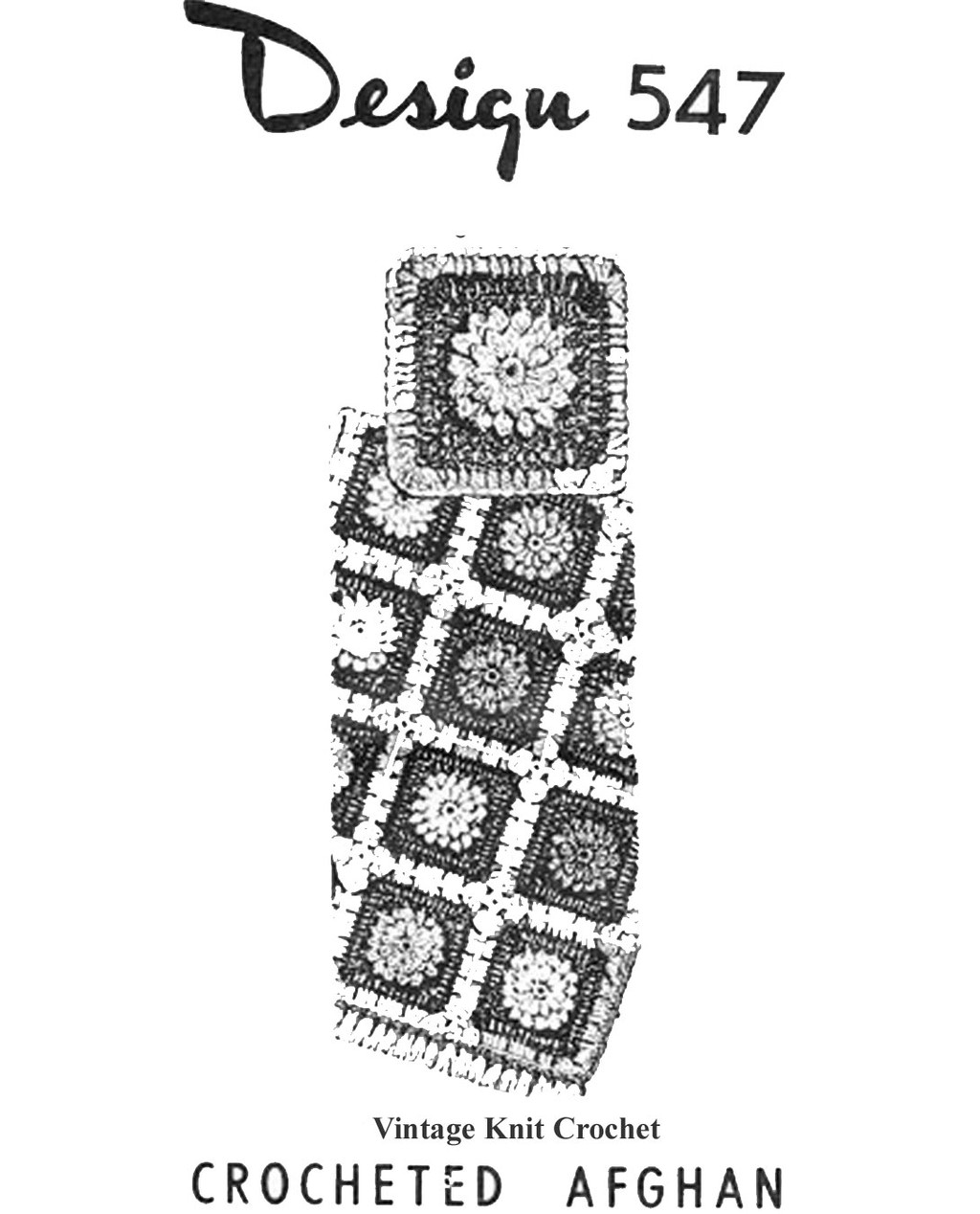 Crochet Afghan Pattern of Flower Squares, Laura Wheeler Design 547