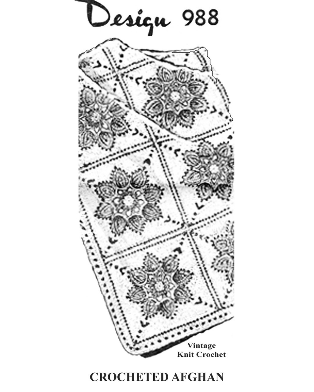Crochet Flower Squares Afghan Pattern, Laura Wheeler Design 988