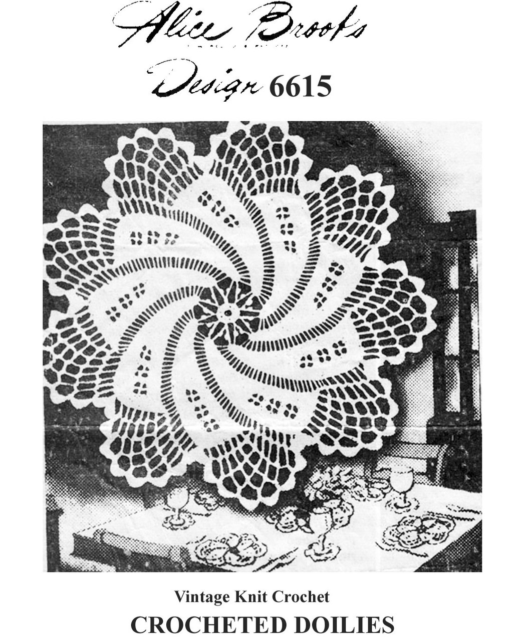 Pinwheel Crocheted Doilies in Small & Large Sizes, Mail Order Design 6615 Vintage 1941