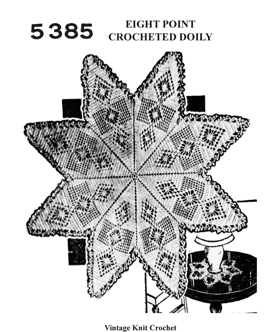 Crochet Eight Point Star Doily Pattern Anne Cabot 5385 Mail Order